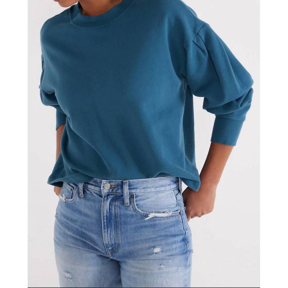 NEW ETICA jael pleat sleeve sweatshirt in lyons blue - Picture 3 of 4